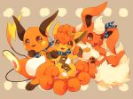  2015 4deko accessory ambiguous_gender black_inner_ear black_pawpads blush brown_body brown_fur canid canine eeveelution fangs feral flareon floppy_ears fluffy fluffy_tail fur hair hair_accessory hand_holding long_tail mammal multi_tail nintendo orange_body orange_eyes orange_fur orange_hair orange_pawpads pawpads pok&eacute;mon pok&eacute;mon_(species) raichu ribbons rodent smile toes tuft video_games vulpix yellow_body yellow_fur yellow_inner_ear yellow_pawpads 