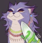  2020 belladonna_(trials_of_mana) digital_media_(artwork) domestic_cat ear_piercing ear_ring eyebrows felid feline felis female feral fur grey_background hair hi_res inner_ear_fluff jewelry knife knife_cat mammal meme multicolored_body multicolored_fur necklace orange_sclera piercing purple_body purple_ears purple_fur purple_hair purple_inner_ear purple_nose simple_background smug solo tabletorgy thick_eyebrows trials_of_mana tuft two_tone_body two_tone_fur white_body white_eyebrows white_fur yellow_eyes 