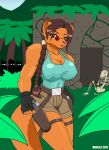  animal_humanoid anthro belt bone breasts canid canid_humanoid canine canine_humanoid cleavage clothed clothing droll3 dual_wielding eyewear female fox fox_humanoid gloves handwear hi_res holding_object holding_weapon humanoid jungle lara_croft leaf looking_at_viewer mammal mammal_humanoid native pistols ponytail_hair skeleton solo spying sunglasses tomb tomb_raider visible_nipples weapon 