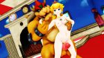  16:9 3d_(artwork) anthro balls blonde_hair blue_eyes blush bowser breasts clothing collar crown digital_media_(artwork) duo erection female genitals hair human koopa male male/female malicekira mammal mario_bros nintendo nipples nude penis princess_peach pussy scalie spiked_balls spiked_penis spikes video_games widescreen 