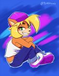 2020 activision anthro areola bandicoot beanie black_nose blonde_hair bottomwear breasts clothed clothing coco_bandicoot crash_bandicoot_(series) female footwear green_eyes hair hat headgear headwear jeans looking_at_viewer mammal marsupial midriff nipples pants shirt shoes short_hair smile solo the_other_half topwear video_games 