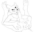  anthro anus balls blush butt canid canine claws erection fur fur_tuft genitals glans grispinne hand_on_butt holding_butt male mammal pawpads penis perineum simple_background solo toe_claws tuft white_background 