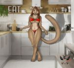  2019 anthro belly big_breasts breakfast breasts clothed clothing day digital_media_(artwork) domestic_cat felid feline felis female hi_res kenza_cat kitchen mammal modern solo thick_thighs underwear wide_hips yarpi 