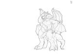  absurd_res anthro belly canid canine ceanoth claws corruption digital_media_(artwork) dragon duo erection fur genitals hair hi_res horn hybrid knot male male/male mammal merging monochrome mot nude penis salatranir scalie sex simple_background tail_tuft transformation tuft wings 