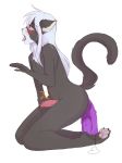  anthro black_body black_fur bodily_fluids dildo dildo_sitting domestic_cat erection felid feline felis fur genitals hair hi_res kneeling litchi666 long_hair male mammal masturbation nude penetration penis raleigh_knight sex_toy solo white_hair 