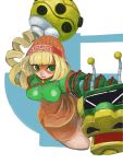  1girl 2020 al_bhed_eyes arms_(game) arms_behind_back bangs blunt_bangs bob_cut breasts chinese_clothes commentary_request d: domino_mask dragon_(arms) foreshortening green_eyes highres knit_hat looking_away looking_to_the_side mandarin_collar mask megawatt_(arms) midair min_min_(arms) multicolored multicolored_clothes multicolored_headwear open_mouth orange_headwear orange_shorts print_headwear shaded_face shirt shorts simple_background solo tateana_shiki taut_clothes taut_shirt upper_teeth white_background 