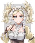  1girl blonde_hair blue_eyes closed_mouth fire_emblem fire_emblem_awakening lissa_(fire_emblem) long_sleeves simple_background smile solo tenchan_man twintails upper_body 