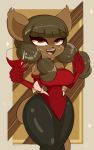  abstract_background alcohol ankama anthro armwear beverage big_breasts breasts clothing dofus dress ecaflip elbow_gloves felid female freckles gloves handwear hi_res mammal maugazer miranda_(wakfu) smile solo standing thick_thighs toony video_games wakfu wide_hips wine wine_glass 