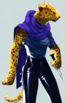  artist_owlfkz bodysuit breasts clothed clothing felid female fingers fur holding_object holding_weapon knife leopard mammal melee_weapon pantherine simple_background skinsuit solo sword tight_clothing weapon 