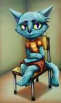  anthro blucini blue_body blue_fur buttercup_saiyan chair domestic_cat felid feline felis female fur furniture hi_res krita mammal paintstorm_studio purple_eyes tagme 