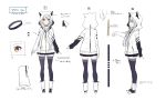  1girl animal_hood azuma_lim azuma_lim_channel black_legwear brown_eyes cat_hood character_name character_profile character_sheet concept_art ear_piercing hair_between_eyes highres hood hoodie leg_warmers long_hair long_sleeves multiple_views piercing silver_hair solo standing stirrup_legwear toeless_legwear u35 very_long_hair virtual_youtuber white_hoodie 