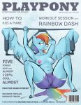  anthro areola bottomwear breasts camel_toe clothed clothing cover english_text equid female friendship_is_magic hasbro hi_res longtailshort magazine_cover mammal my_little_pony nipples rainbow_dash_(mlp) shorts solo text topless url 