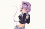  animal_ears athenawyrm blush cat_smile catgirl headband hololive nekomata_okayu purple_eyes purple_hair school_uniform short_hair tail 