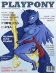  anthro areola big_breasts breasts chair clothed clothing cover english_text equid female friendship_is_magic furniture hasbro hi_res horn longtailshort magazine_cover mammal my_little_pony nipples princess_luna_(mlp) sitting solo text topless url winged_unicorn wings 