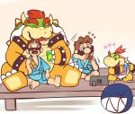  2020 anthro belly bowser bowser_jr. chain_chomp clothing cute_fangs eyes_closed group hi_res hug human koopa lates luigi male mammal mario mario_bros nintendo nintendo_switch overweight robe scalie sitting sleeping video_games 