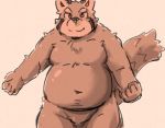  2020 ailurid anthro belly humanoid_hands kemono kota&acute; male mammal navel overweight overweight_male red_panda simple_background solo 
