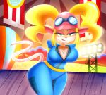  activision bedroom_eyes big_breasts blonde_hair breasts cleavage cleavage_cutout clothed clothing crash_bandicoot_(series) female hair hi_res lolwutburger mammal marsupial narrowed_eyes pasadena_o&#039;possum phalangeriform seductive solo tight_clothing video_games 