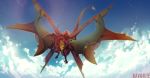  2020 ambiguous_gender day detailed_background digital_media_(artwork) dragon feral hi_res outside ravoilie red_body red_scales scales sky solo 