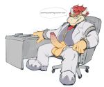  2019 anthro balls bottomwear bowser bracelet chair clothed clothing coat compression_artifacts desk dialogue doctor dr._bowser english_text erection eyebrows footwear fully_clothed furniture genitals glans greyscale grin hair headgear headwear horn humanoid_genitalia humanoid_penis jewelry koopa looking_at_viewer male mario_bros monochrome necktie nintendo open_pants pants penis reptile scalie shirt simple_background sitting smile solo speech_bubble spiked_bracelet spikes teeth text topwear tzarvolver unprofessional_behavior vein vest video_games white_background 