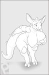  2020 anthro anthrofied bent_over big_breasts breast_grab breasts claws curvy_figure digitigrade female greyscale hand_on_breast hi_res horn huge_breasts mature_female monochrome nidoqueen nintendo nude pok&eacute;mon pok&eacute;mon_(species) proxer simple_background tongue tongue_out video_games voluptuous wide_hips 