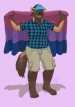  absurd_res anthro baseball_cap bottomwear cel_shading clothed clothing commissions_open digital_media_(artwork) female feona_wolverine flag full-length_portrait hat headgear headwear hi_res lgbt_pride mammal mustelid musteline open_mouth plantigrade portrait pride_(disambiguation) pride_colors shirt shorts smile solo teeth topwear wolverine woolier 