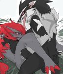  anthro anthro_on_anthro anvil_position balls blush bodily_fluids breasts duo female fur genitals grey_body grey_fur hi_res interspecies legs_up long_tongue lying male male/female meisaikawaii nintendo obstagoon on_back pok&eacute;mon pok&eacute;mon_(species) questionable_consent sex tears tongue tongue_out video_games zoroark 