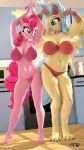  3d_(artwork) 9:16 anthro anthroponiessfm avian big_breasts bikini breasts cleavage clothed clothing digital_media_(artwork) duo equid equine female friendship_is_magic hasbro hi_res horse inside mammal my_little_pony my_little_pony:_the_movie_(2017) pinkie_pie_(mlp) pony princess_skystar_(mlp) side-tie_bikini swimwear 