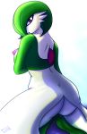  big_breasts breasts butt female gardevoir hi_res looking_back nintendo no_underwear pok&eacute;mon pok&eacute;mon_(species) simple_background snickerlewdles solo video_games white_background 