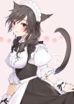  1girl absurdres animal_ears black_hair cat_ears cat_tail dated facial_mark final_fantasy highres maid maid_headdress miqo&#039;te red_eyes signature slit_pupils tail whisker_markings wrist_cuffs yana_mori 