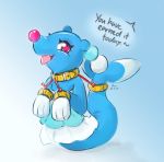  2020 ambiguous_gender bdsm bondage bound brionne collar cuffs_to_collar discocci english_text feral gradient_background handcuffs hi_res marine nintendo pok&eacute;mon pok&eacute;mon_(species) shackles simple_background solo tail_cuff text video_games 