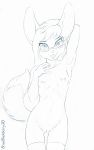  2020 areola breasts brian_mcpherson canid canine clothing eyewear fangs female fennec fox genitals glasses itty_bitty_titty_committee legwear mammal nipples nude pussy sara_(brian_mcpherson) sketch small_breasts socks 