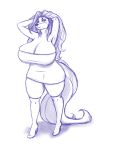  anthro big_breasts breasts canid canine canis cleavage clothed clothing domestic_dog female hi_res huge_breasts mabel_(cherrikissu) mammal mature_female monochrome snickerlewdles solo tight_clothing 