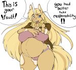  alpha_channel anthro belly big_belly big_breasts blonde_hair blue_eyes breasts clothing dialogue english_text equid equine female fur furf gesture hair hi_res horn jacket kame-sama88 long_hair looking_at_viewer mammal panties pink_clothing pink_panties pink_underwear pointing pointing_at_viewer pregnant simple_background solo text thick_thighs topwear transparent_background underwear unicorn yellow_body yellow_fur 