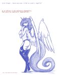  anthro big_breasts breasts butt clothed clothing english_text equid female garter_straps gingersnaps_(oc) hasbro hi_res horn mammal my_little_pony snickerlewdles solo text thong topless underwear winged_unicorn wings 