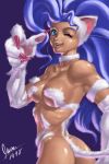  animal_humanoid capcom cat_humanoid clothed clothing darkstalkers felicia_(darkstalkers) felid felid_humanoid feline feline_humanoid female humanoid juan_gotoh mammal mammal_humanoid muscular one_eye_closed partially_clothed solo video_games wink winking_at_viewer 