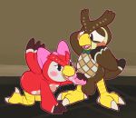  2020 accessory all_fours animal_crossing anthro anthro_on_anthro anthro_penetrated anthro_penetrating anthro_penetrating_anthro avian balls beak bird bird_feet black_body black_eyes black_feathers blathers_(animal_crossing) blush bodily_fluids bow_tie brother brother_and_sister brown_balls brown_body brown_feathers brown_spots celeste_(animal_crossing) cheek_spots duo erection feathers fellatio female female_penetrated genital_fluids genitals glans hair_accessory hair_bow hair_ribbon hand_on_head handjob hi_res humanoid_genitalia humanoid_penis incest_(lore) inside intraspecies licking looking_at_another looking_down looking_up male male/female male_penetrating male_penetrating_female monotone_beak multicolored_body multicolored_feathers multicolored_tail nintendo open_beak open_mouth oral owl penetration penile penis penis_lick pink_body pink_bow pink_feathers pink_glans pink_penis pink_spots precum red_body red_cheeks red_feathers ribbons saliva saliva_on_penis saliva_on_tongue scutes sex sibling sister spots spotted_body spotted_feathers standing striped_feathers tail_feathers talons tan_body tan_feathers tongue tongue_out ultilix video_games white_body white_feathers yellow_beak yellow_scutes 