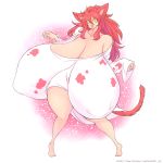  1:1 :d animal_humanoid animal_print big_breasts breasts cat_humanoid cleavage clothed clothing cow_print felid felid_humanoid feline feline_humanoid female hair half_naked hataraki_ari hi_res huge_breasts humanoid hyper hyper_breasts long_hair mammal mammal_humanoid milkcat_(hataraki) nipple_outline open_mouth patreon_url pink_hair shirt smile solo thick_thighs topwear wide_hips yellow_eyes 