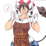  1:1 :d accessory animal_humanoid animal_print apron belt bottomwear bovid bovid_humanoid bovine bovine_humanoid breasts brown_hair cattle_humanoid clothed clothing cow_print female gloves hair hair_accessory hair_ribbon handwear hataraki_ari hi_res horn humanoid jeans mammal mammal_humanoid open_mouth pants patreon_url ribbons shirt short_hair smile solo sukimi_(hataraki) tail_tuft topwear tuft yellow_eyes 