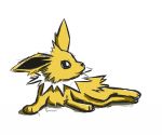  ambiguous_gender devicetamer eeveelution feral flat_colors jolteon lying nintendo on_side pok&eacute;mon pok&eacute;mon_(species) simple_background solo video_games white_background 