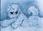  2020 ambiguous_gender anthro blue_theme eyebrows eyelashes hi_res hyaenid kashmere mammal solo spotted_hyena traditional_media_(artwork) 