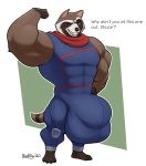  absurd_res anthro badroy bulge clothing flexing guardians_of_the_galaxy hi_res hyper male mammal marvel muscular procyonid raccoon rocket_raccoon solo tight_clothing 