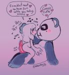  2020 animal_crossing anthro blush butt chibi chow_(animal_crossing) duo english_text genitals giant_panda human human_on_anthro interspecies magnta male mammal nintendo penis simple_background sitting slightly_chubby text ursid video_games 