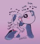  2020 animal_crossing anthro blush butt chibi chow_(animal_crossing) duo english_text genitals giant_panda human human_on_anthro interspecies kissing magnta male mammal nintendo penis sex simple_background sitting slightly_chubby text tongue tongue_out ursid video_games 