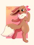  &lt;3 absurd_res ambiguous_gender anthro big_butt brown_body brown_fur butt eevee fluffy fluffy_tail fur hi_res kitsuakari looking_at_viewer neck_tuft nintendo pawpads pok&eacute;mon pok&eacute;mon_(species) raised_leg smile solo tongue tongue_out tuft video_games 