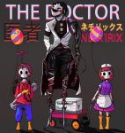  1girl 2boys backpack bag balloon balloon_boy_(fnaf) bandaged_leg bandages black_hair blood bloody_bandages box brown_hair child container cyborg doctor five_nights_at_freddy&#039;s five_nights_at_freddy&#039;s_2 gun hat heart holding_heart holster humanization instrument jj_(fnaf) mask mechanical_arm mechanical_legs mouth_mask multiple_boys neytirix nurse nurse_cap organ short_hair surgical_mask the_puppet_(fnaf) weapon wheelbarrow 