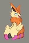  2020 absurd_res anthro backsack balls big_butt blue_sclera butt clothed clothing fangs fur genitals girly grey_background hi_res legendary_pok&eacute;mon legwear looking_at_viewer looking_back male multicolored_body multicolored_fur nintendo open_mouth orange_body orange_fur pattern_clothing pattern_legwear pok&eacute;mon pok&eacute;mon_(species) presenting presenting_hindquarters rear_view simple_background solo stockings striped_clothing striped_legwear striped_stockings stripes tan_body tan_fur topless two_tone_body two_tone_fur unknown_artist vandan_(svric) victini video_games white_eyes 