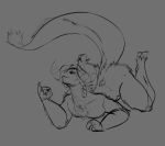  absurd_res anthro big_butt bovid butt caprine chest_tuft dragon ear_piercing ear_tag goat hi_res horn hybrid kentuckiyucki male mammal monochrome muscular_mail neck_tuft piercing smug solo tail_tuft thick_tail thick_thighs tuft 