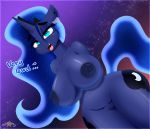  anthro big_breasts breasts dialogue equid female friendship_is_magic genitals hasbro horn huge_breasts looking_at_viewer mammal my_little_pony n0nnny nude princess_luna_(mlp) pussy solo winged_unicorn wings 