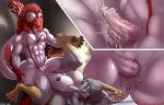  abs absurd_res anthro anthro_on_anthro anthro_penetrated anthro_penetrating anthro_penetrating_anthro areola balls bodily_fluids breasts canid canine claws cum cum_on_penis cum_on_pussy dinosaur diphallism double_penetration double_vaginal feathered_dinosaur feathers female genital_fluids genitals glans hi_res libra-11 male male/female mammal motion_lines multi_genitalia multi_penis multicolored_body multicolored_feathers nipples nude pawpads penetration penile penile_penetration penis pull_out pussy pussy_juice red_body red_feathers reptile scalie sex spread_legs spreading thrusting vaginal vaginal_penetration 