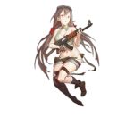  1girl assault_rifle asymmetrical_legwear bangs bare_shoulders black_legwear boots breasts brown_eyes brown_footwear brown_hair brown_shorts cancer_(zjcconan) cleavage damaged full_body girls_frontline gloves goggles goggles_on_head green_shirt grey_gloves gun hair_between_eyes hair_ornament holding holding_gun holding_weapon kneehighs large_breasts long_hair looking_at_viewer low-tied_long_hair mismatched_legwear navel official_art open_mouth rifle shirt shorts single_boot single_glove sleeveless sleeveless_shirt solo star_(symbol) star_hair_ornament stomach thigh_strap thighhighs torn_clothes torn_gloves torn_legwear torn_shirt torn_shorts transparent_background twintails type_56_assault_rifle type_56_assault_rifle_(girls_frontline) weapon 